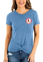 New Era St Louis Cardinals Womens Light Blue Front Knot Short Sleeve T-Shirt