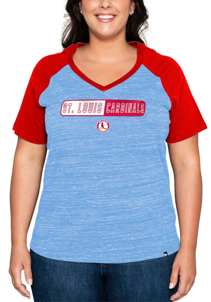 New Era St Louis Cardinals Womens Light Blue Raglan Short Sleeve T-Shirt