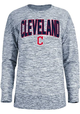 New Era Cleveland Guardians Womens Navy Blue Space Dye Crew Sweatshirt