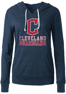 New Era Cleveland Guardians Womens Navy Blue Bi Blend Design Hooded Sweatshirt