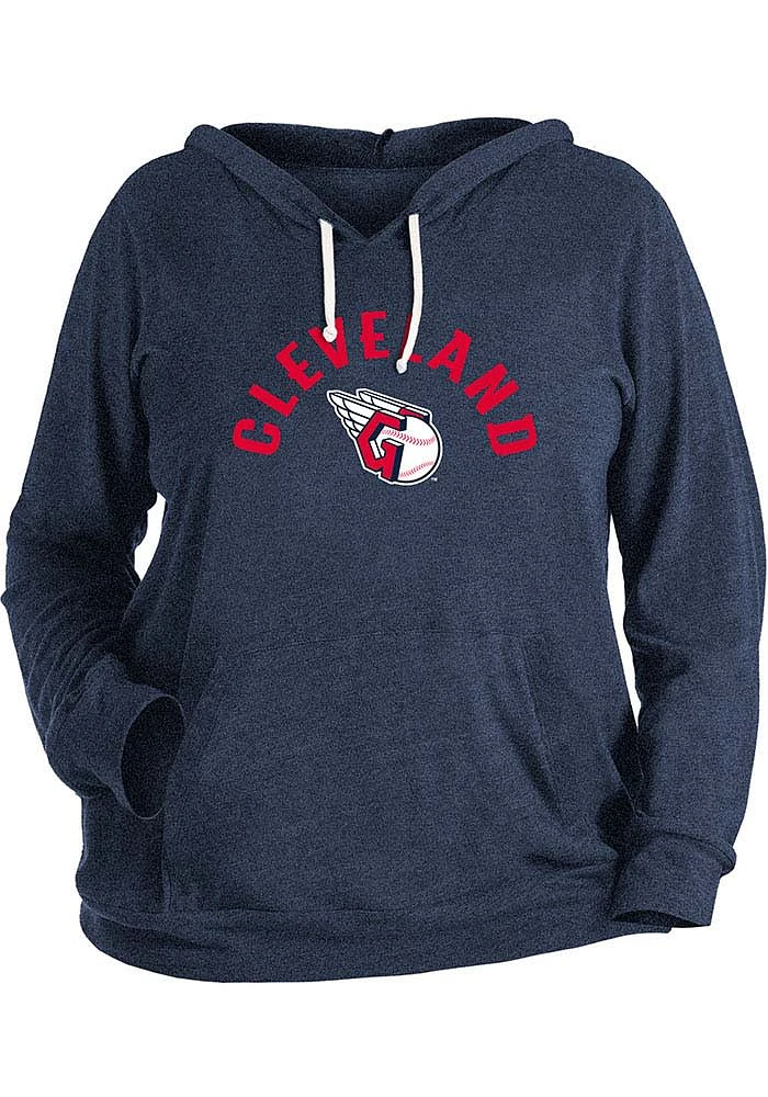 New Era Cleveland Guardians Womens Navy Blue Bi Blend Hooded Sweatshirt