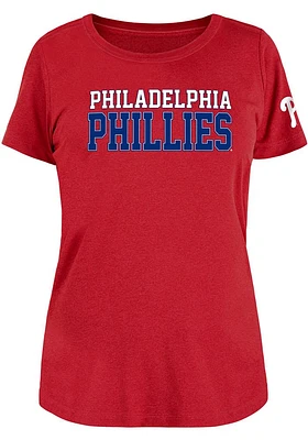 New Era Philadelphia Phillies Womens Red Brushed T-Shirt