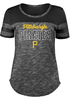 New Era Pittsburgh Pirates Womens Black Space Dye Short Sleeve T-Shirt