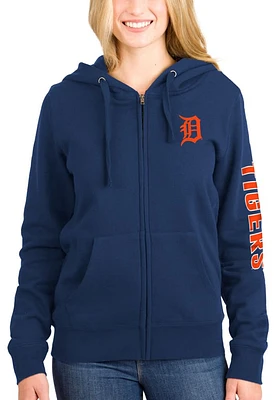 New Era Detroit Tigers Womens Navy Blue Fleece Long Sleeve Full Zip Jacket