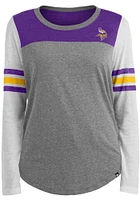 New Era Minnesota Vikings Womens Grey Contrast LS Tee