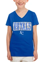 New Era Kansas City Royals Girls Flip Sequin Vneck Short Sleeve Fashion T-Shirt