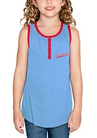 New Era St Louis Cardinals Girls Light Blue Henley Coop Short Sleeve Tank Top