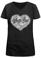 New Era Chicago White Sox Girls Black Flip Sequin Vneck Heart Short Sleeve Fashion T-Shirt