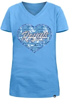New Era Kansas City Royals Girls Light Blue Flip Sequin Vneck Heart Short Sleeve Fashion T-Shirt