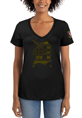 New Era Detroit Tigers Womens Black Armed Forces Short Sleeve T-Shirt
