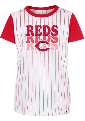 New Era Cincinnati Reds Girls White Multi Wordmark Short Sleeve Fashion T-Shirt