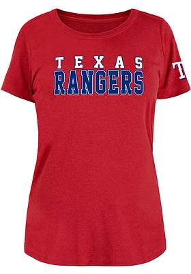 New Era Texas Rangers Womens Red Brushed T-Shirt