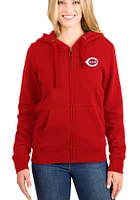 New Era Cincinnati Reds Womens Red Fleece Long Sleeve Full Zip Jacket