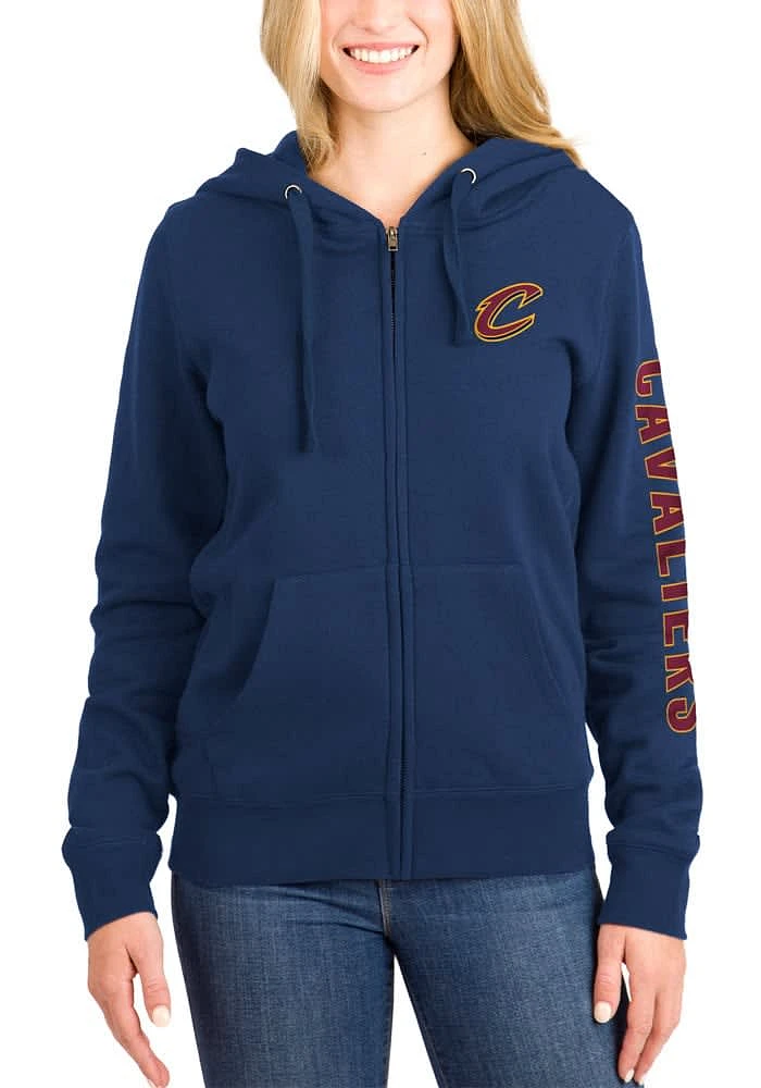 New Era Cleveland Cavaliers Womens Navy Blue Fleece Long Sleeve Full Zip Jacket