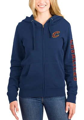 New Era Cleveland Cavaliers Womens Navy Blue Fleece Long Sleeve Full Zip Jacket