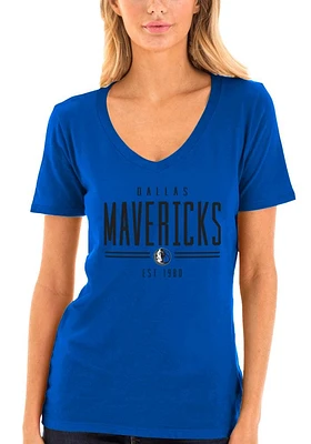 New Era Dallas Mavericks Womens Blue Relaxed V Short Sleeve T-Shirt