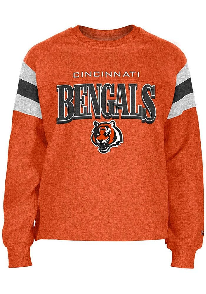 New Era Cincinnati Bengals Womens Orange Stripe Design Crew Sweatshirt