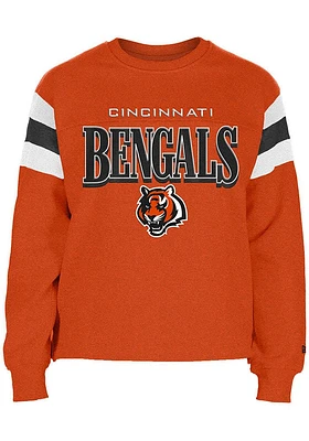 New Era Cincinnati Bengals Womens Orange Stripe Crew Sweatshirt