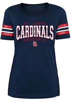 New Era St Louis Cardinals Womens Navy Blue Sleeve Striped Short T-Shirt