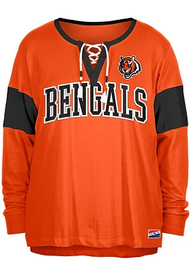 New Era Cincinnati Bengals Womens Orange Lace Up LS Tee