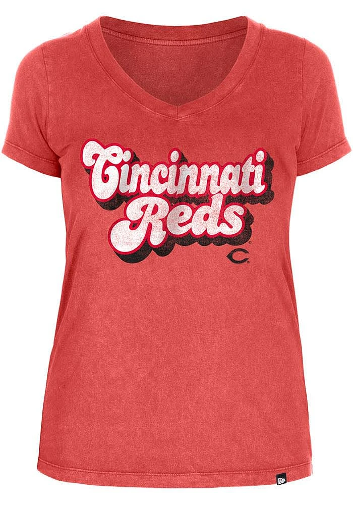 New Era Cincinnati Reds Womens Red Enzyme Short Sleeve T-Shirt