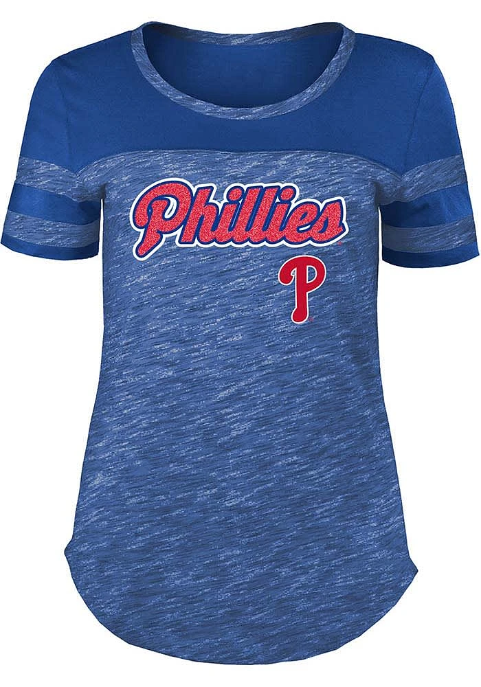 New Era Philadelphia Phillies Womens Blue Raglan Design Short Sleeve T-Shirt