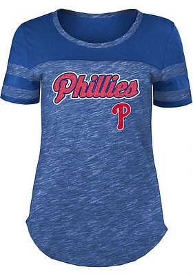 New Era Philadelphia Phillies Womens Blue Raglan Design Short Sleeve T-Shirt