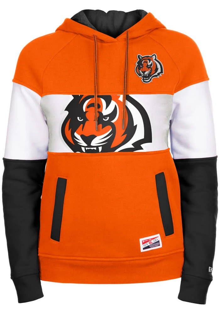 New Era Cincinnati Bengals Womens Orange Colorblock Detail Hooded Sweatshirt