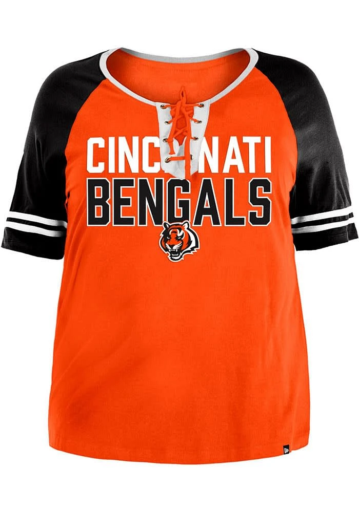 New Era Cincinnati Bengals Womens Orange Lace Up Design Short Sleeve T-Shirt