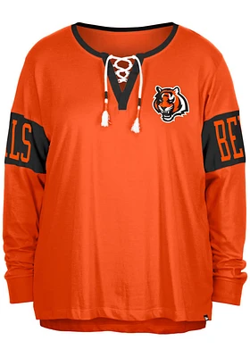 New Era Cincinnati Bengals Womens Orange Lace Up LS Tee