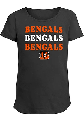 New Era Cincinnati Bengals Girls Black Multi Wordmark Short Sleeve Tee