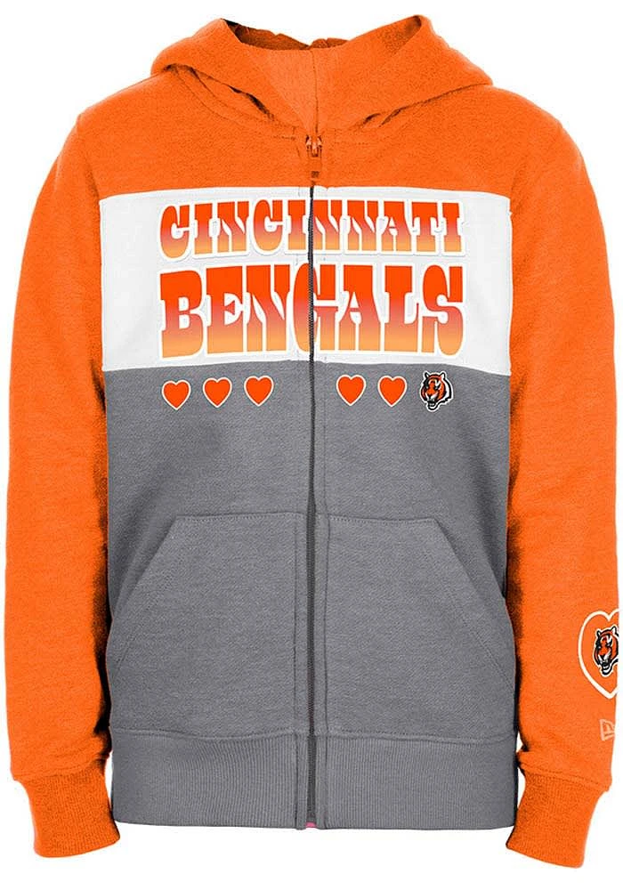 New Era Cincinnati Bengals Girls Wordmark Heart Long Sleeve Full Zip Jacket