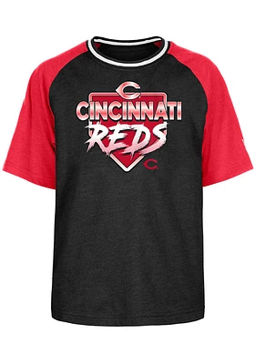 New Era Cincinnati Reds Youth Black Home Plate Short Sleeve Fashion T-Shirt