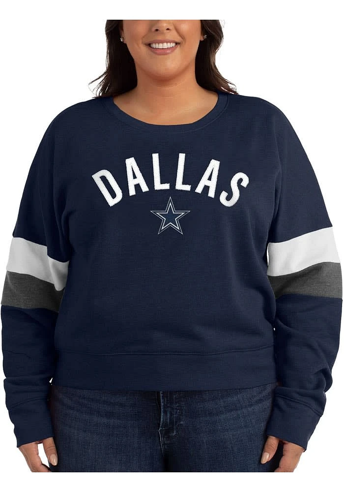 New Era Dallas Cowboys Womens Navy Blue Arch Contrast Crew Sweatshirt
