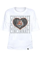 New Era Cincinnati Bengals Girls White Flip Sequin Heart Short Sleeve Fashion T-Shirt