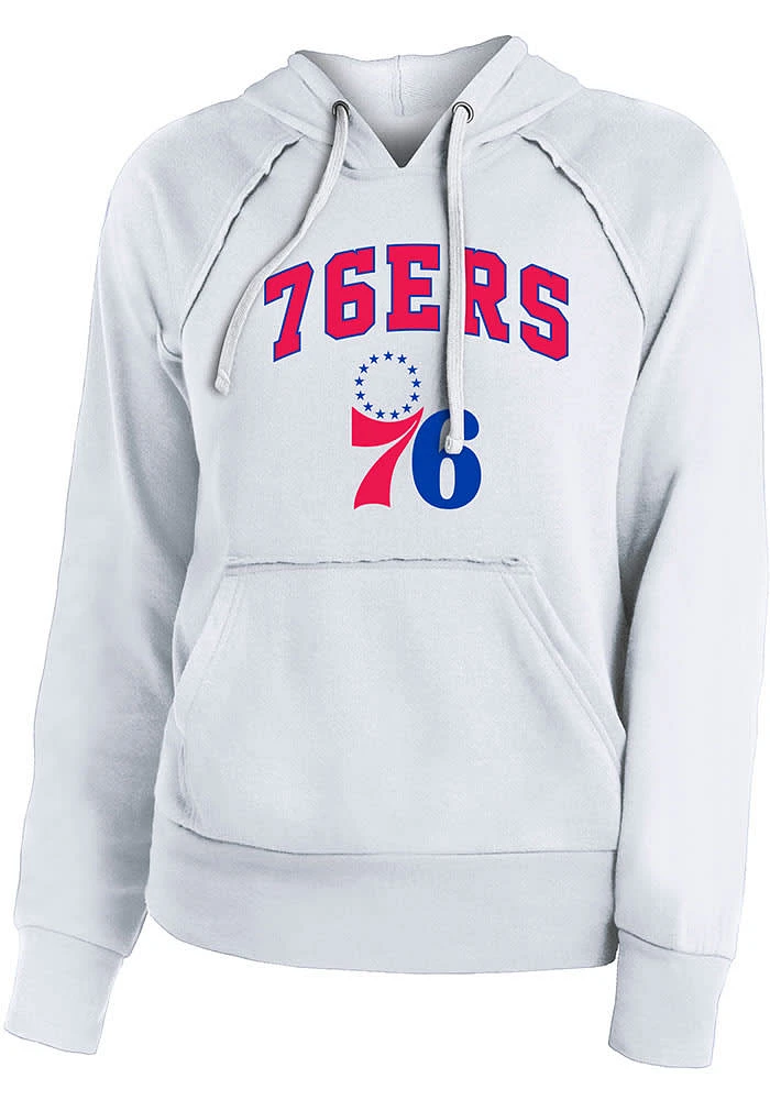 New Era Philadelphia 76ers Womens White Free Throw Hooded Sweatshirt