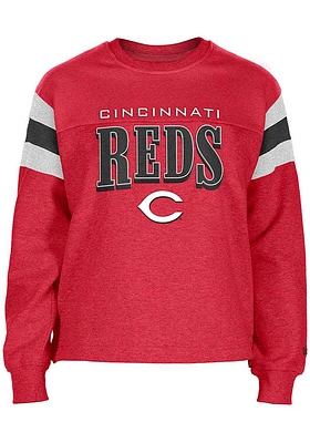 New Era Cincinnati Reds Womens Red Stripe Crew Sweatshirt