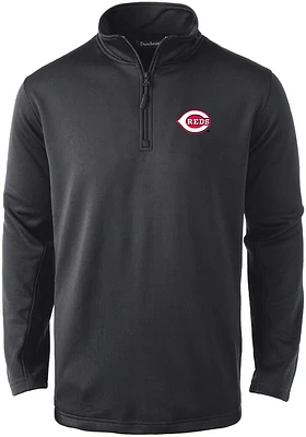 Dunbrooke Cincinnati Reds Mens Black All-Star Long Sleeve 1/4 Zip Pullover