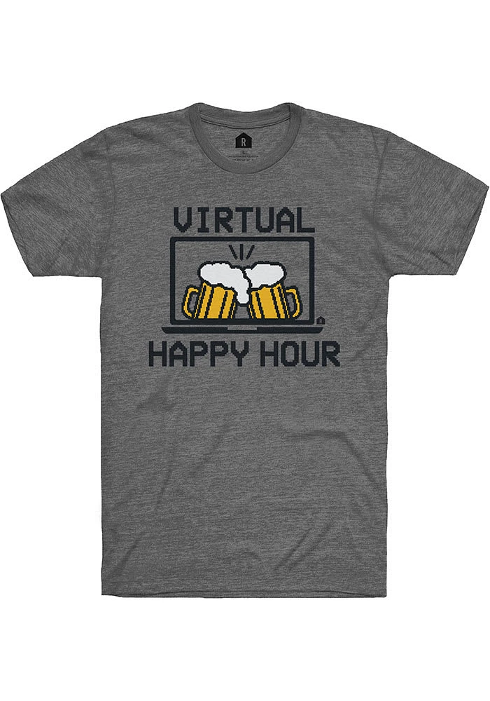 RALLY Grey Virtual Happy Hour Short Sleeve Fashion T Shirt