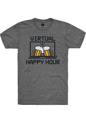 RALLY Grey Virtual Happy Hour Short Sleeve Fashion T Shirt