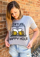 RALLY Grey Virtual Happy Hour Short Sleeve Fashion T Shirt