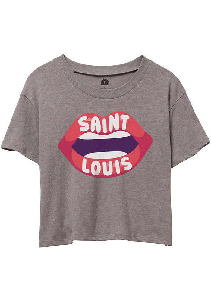 Rally St Louis Womens Grey Lips Short Sleeve T-Shirt