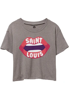 Rally St Louis Womens Grey Lips Short Sleeve T-Shirt