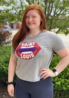 Rally St Louis Womens Grey Lips Short Sleeve T-Shirt