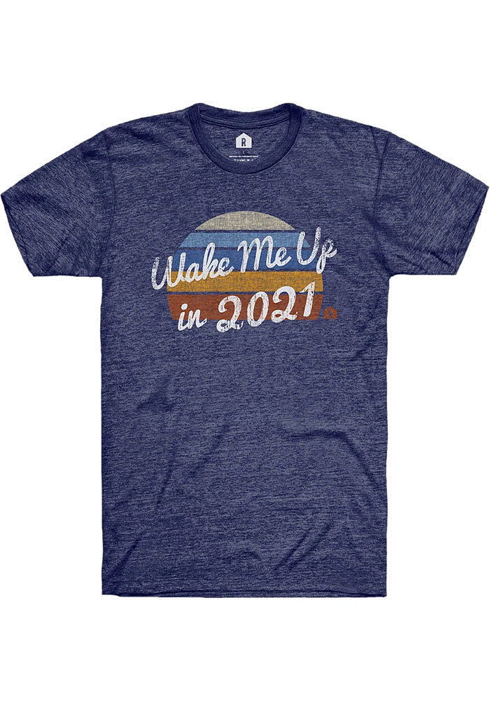RALLY Navy Blue Wake Me Up Short Sleeve Fashion T Shirt