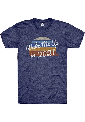 RALLY Navy Blue Wake Me Up Short Sleeve Fashion T Shirt