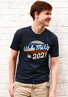 RALLY Navy Blue Wake Me Up Short Sleeve Fashion T Shirt