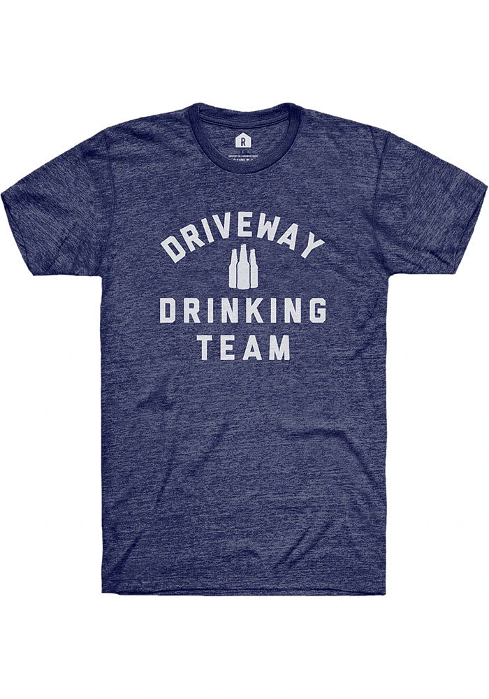 RALLY Navy Blue Driveway Drinking Team Short Sleeve Fashion T Shirt