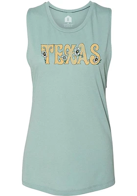 Rally Texas Womens Green Hippie Floral Tank Top