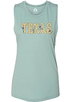 Rally Texas Womens Green Hippie Floral Tank Top